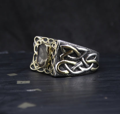 'Mabon' Perthshire Smoky Quartz in a Scottish Gold & Sterling Sil image 3