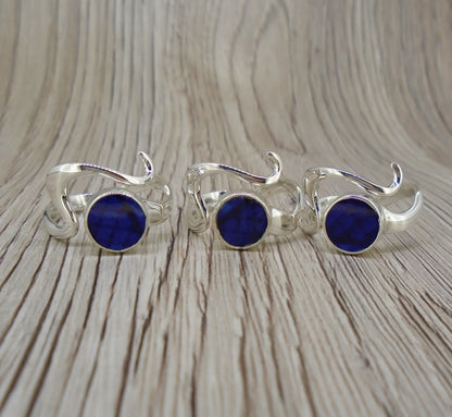 Old Willow Flow Blue Sterling Silver Adjustable Wave Ring image 5