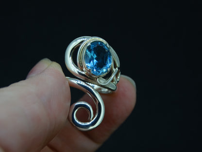 Blue Topaz Sterling Silver Ring image 1