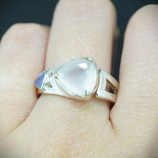 Scottish Chalcedony & Sapphire Sterling Silver Ring image 1