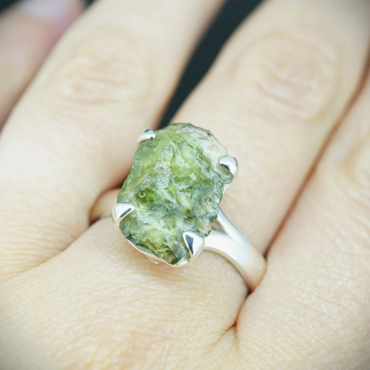 Moldavite Sterling Silver Ring image 1
