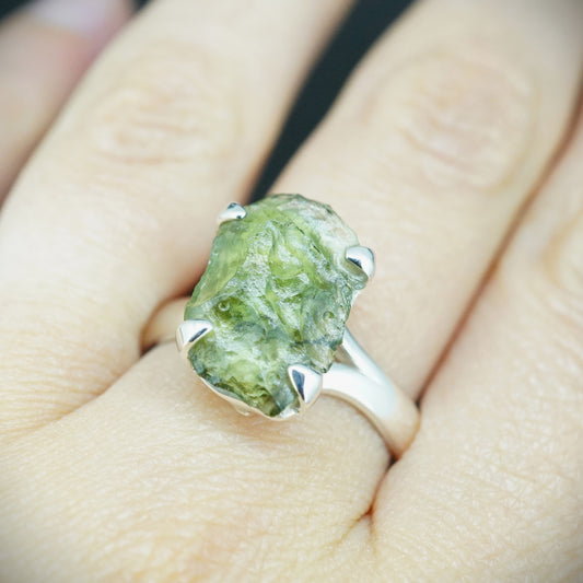 Moldavite Sterling Silver Ring image 1