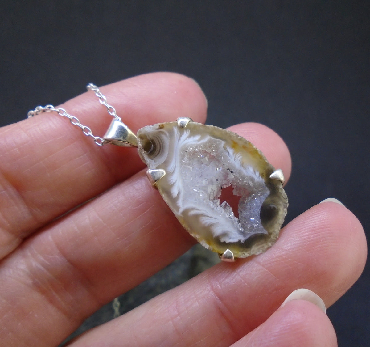Botswana 'Druzy' Agate Sterling Silver Pendant image 8