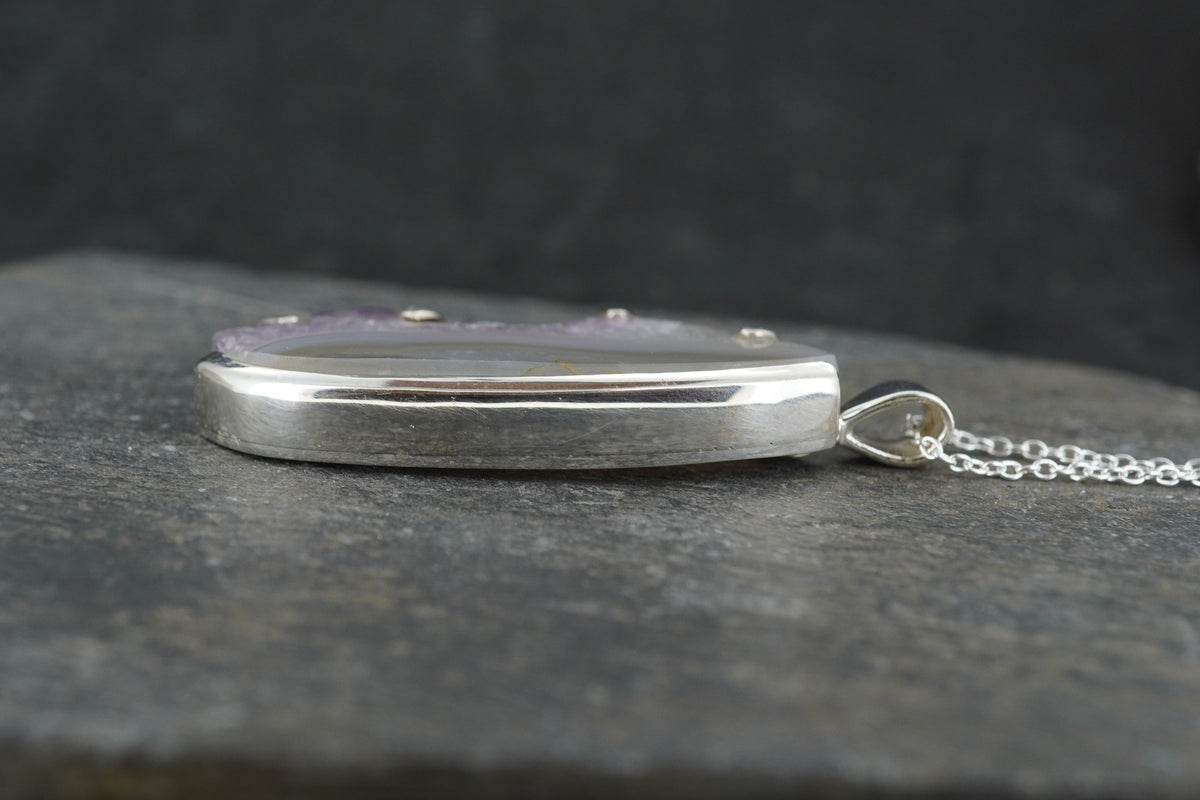 Scottish Agate with Amethyst Sterling Silver Pendant image 3