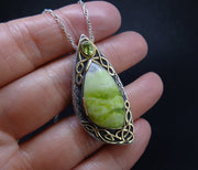 'Eilean Ceo' Skye Marble & Peridot, on a Scottish Gold & Sterling Silver Pendant image 3