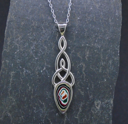 Fordite Sterling Silver Celtic Pendant image 0