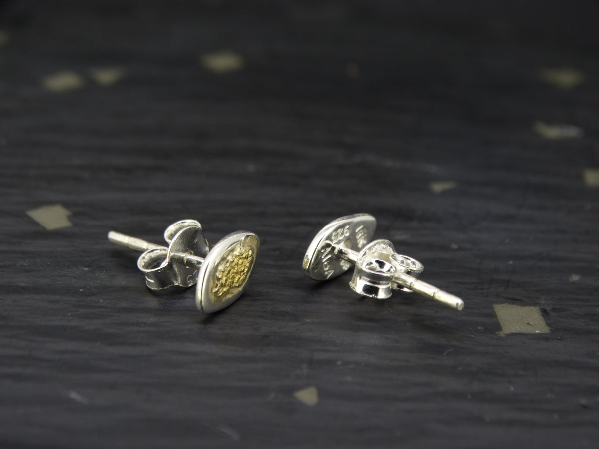 Gold Nugget Sterling Silver Stud Earrings - 8x5mm image 3