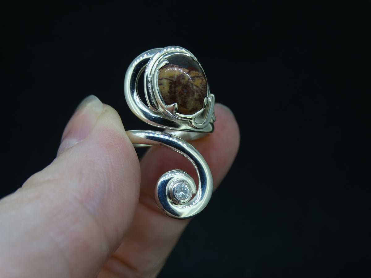 Arthur's Seat Jasper & Zircon Sterling Silver Ring image 1