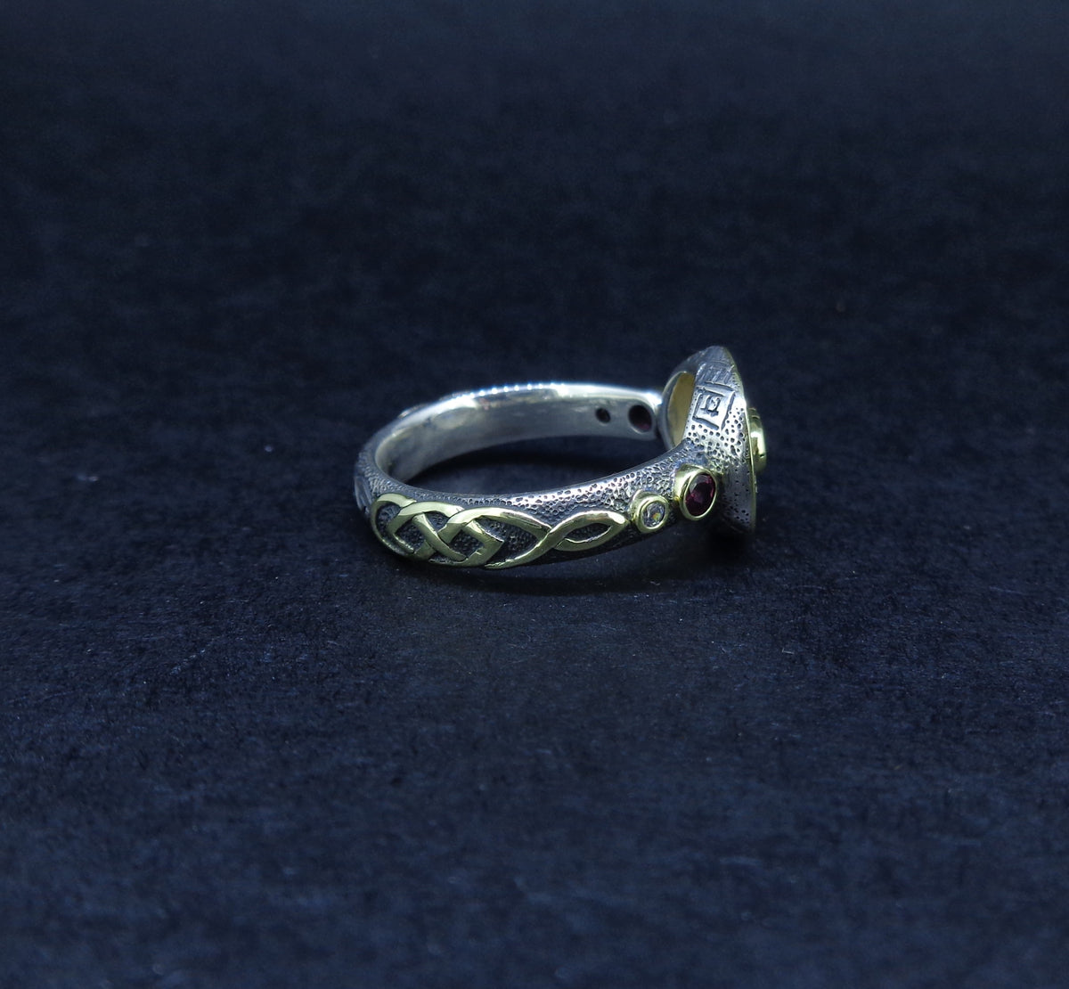 'Sæla' Scottish Sapphire, Garnet & Diamond Scottish Gold Sterling Silver Ring image 6