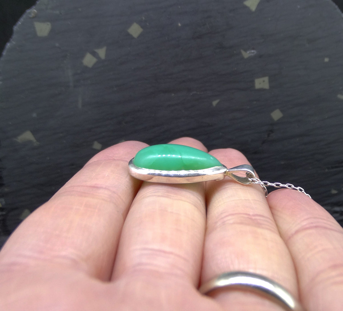 Jelly Chrysoprase Sterling Silver Pendant image 2