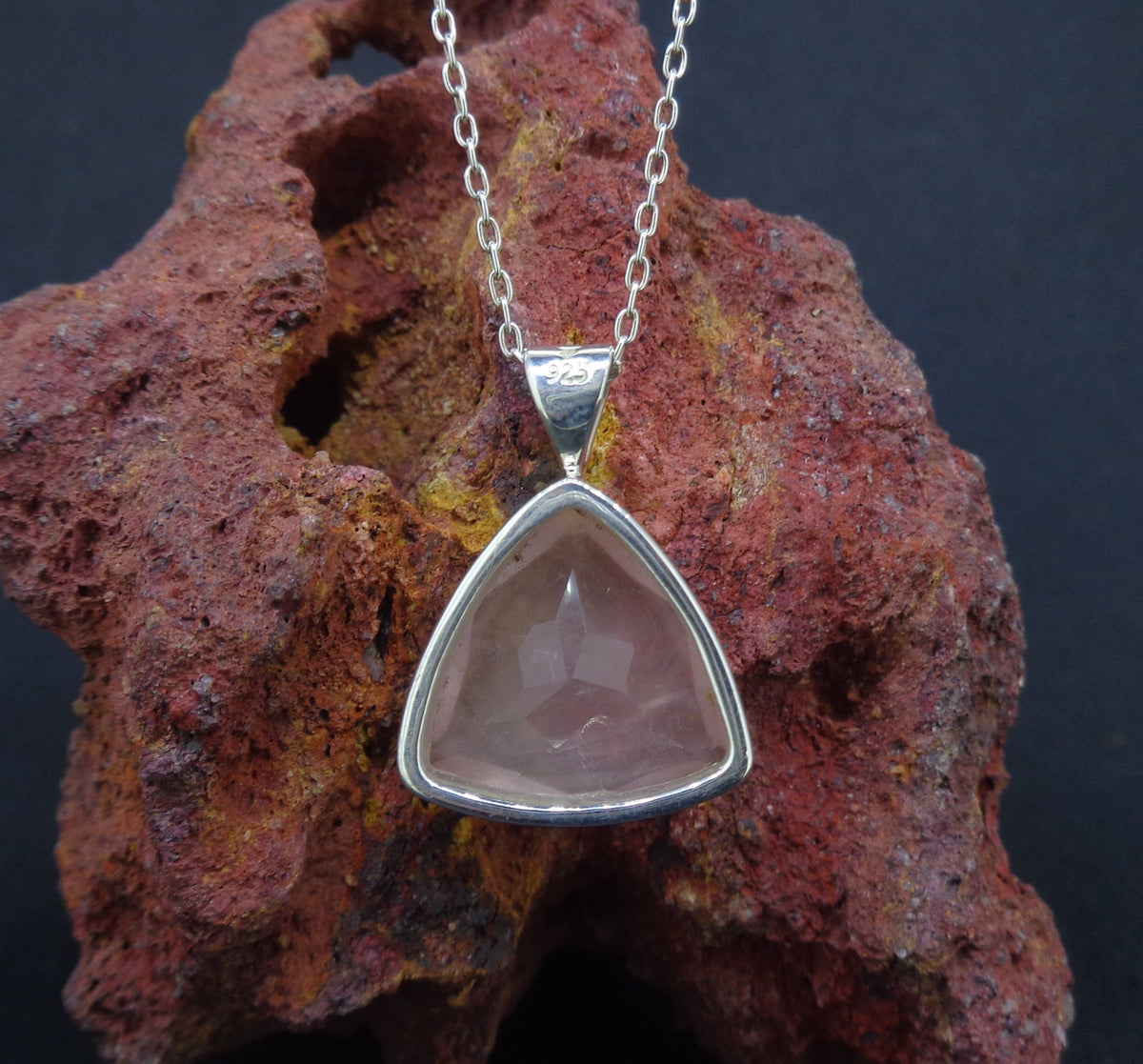 Faceted Rose Quartz Sterling Silver Pendant image 7