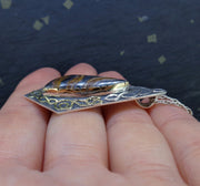 'Tìgear' Scottish 'Tiger's Eye' on a Scottish Gold & Silver Pendant image 3