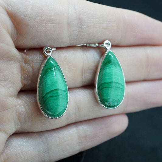 Malachite Sterling Silver Drop Earrings image 1