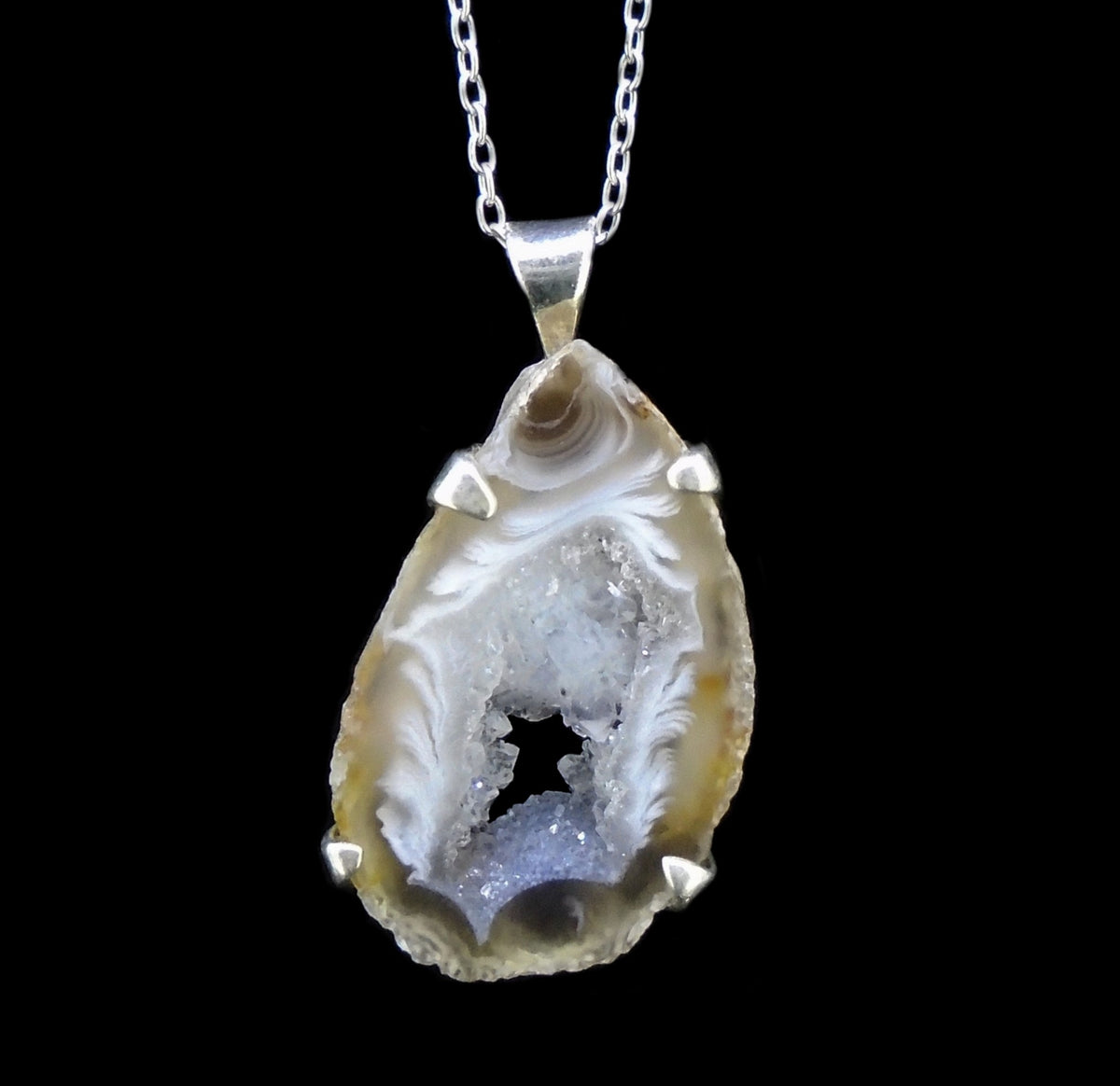 Botswana 'Druzy' Agate Sterling Silver Pendant image 0