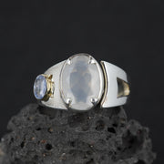 Scottish Chalcedony & Sapphire Sterling Silver Ring image 0