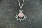 Rare Pink Skye Marble Sterling Silver Thistle Pendant image 0