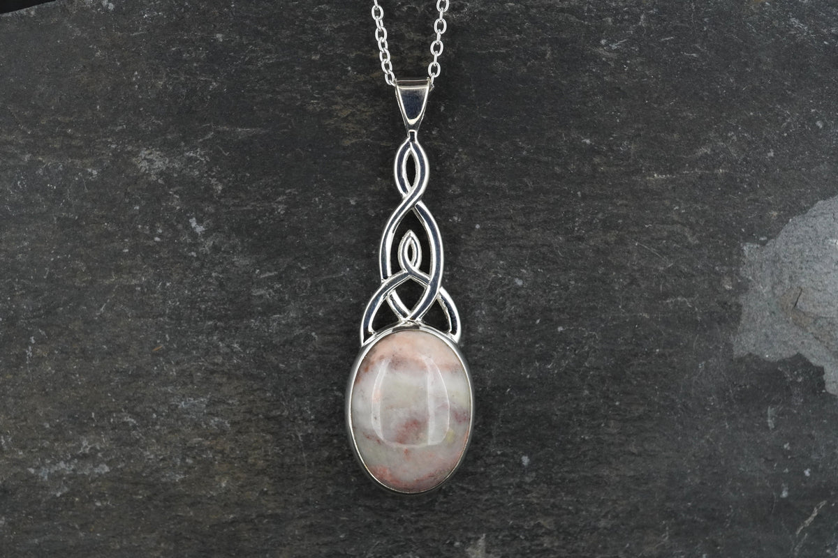 Rare Pink Skye Marble Sterling Silver Celtic Pendant image 0