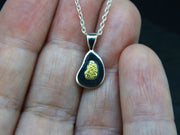 Gold Nugget Sterling Silver Pendant - 17x8mm image 1