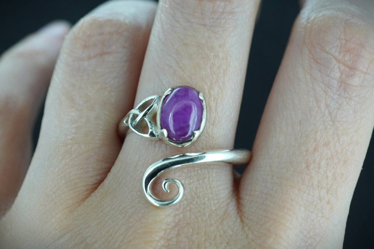 Natural Pink Ruby Sterling Silver Celtic Ring image 1