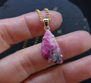 Rare Tugtupite Gemstone 18ct Gold & Sterling Silver Pendant image 2