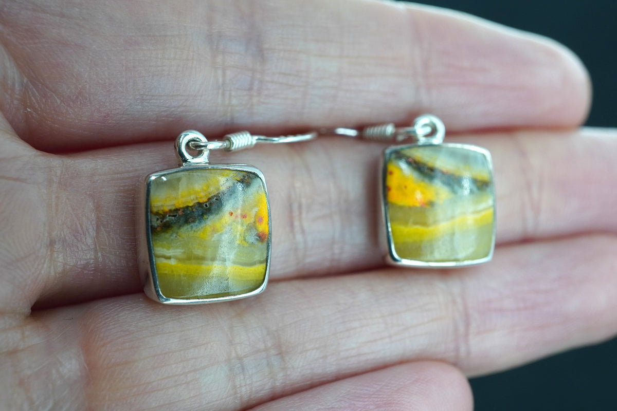 Bumblebee Jasper Sterling Silver Drop Earrings image 1