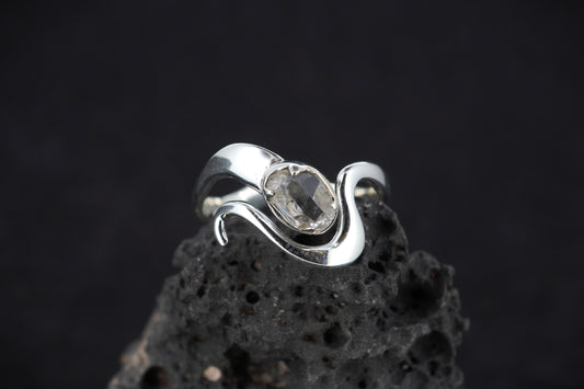 Herkimer Diamond Sterling Silver Wave Ring image 0