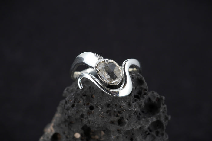 Herkimer Diamond Sterling Silver Wave Ring image 0