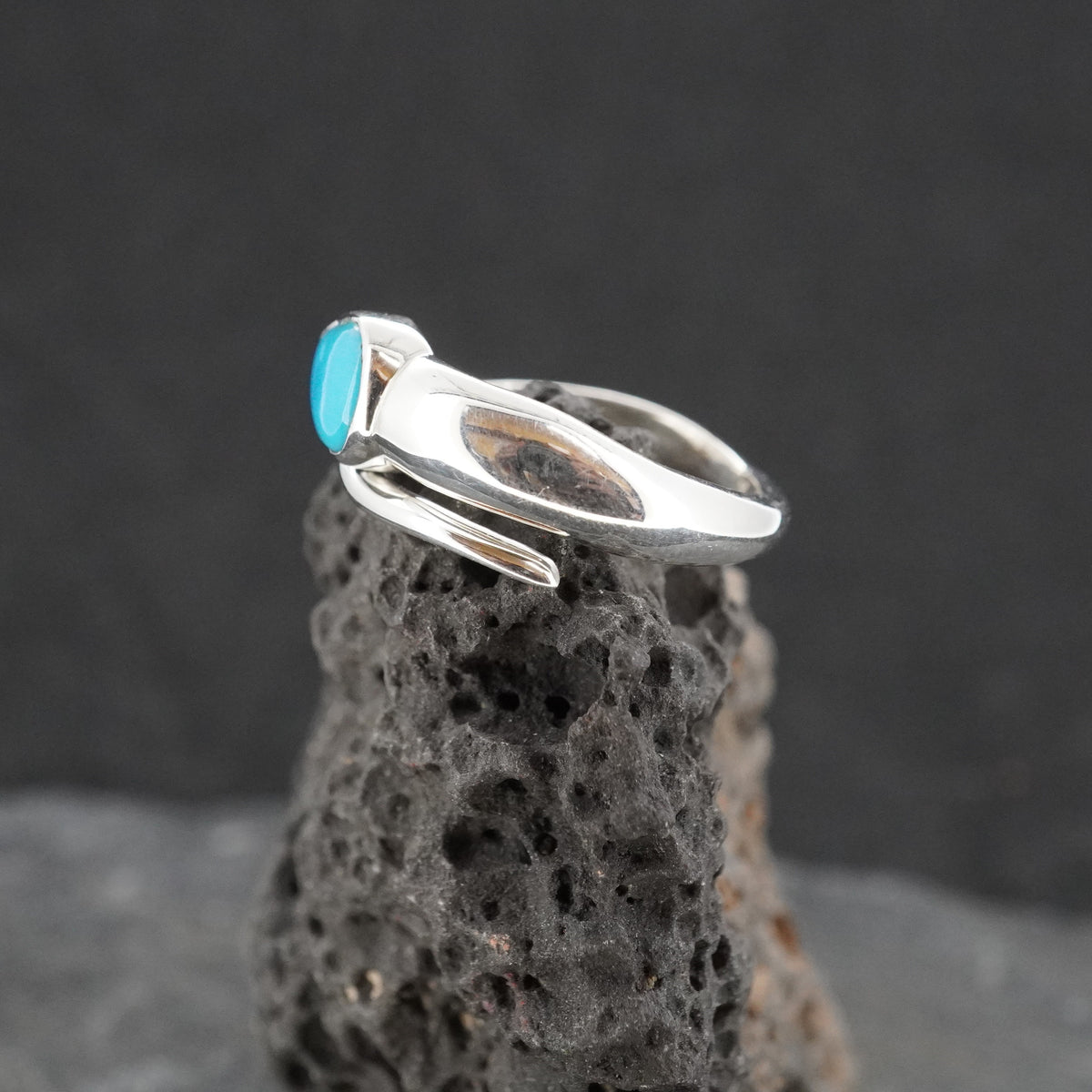 Rare Bisbee Turquoise Sterling Silver Wrap Ring image 1