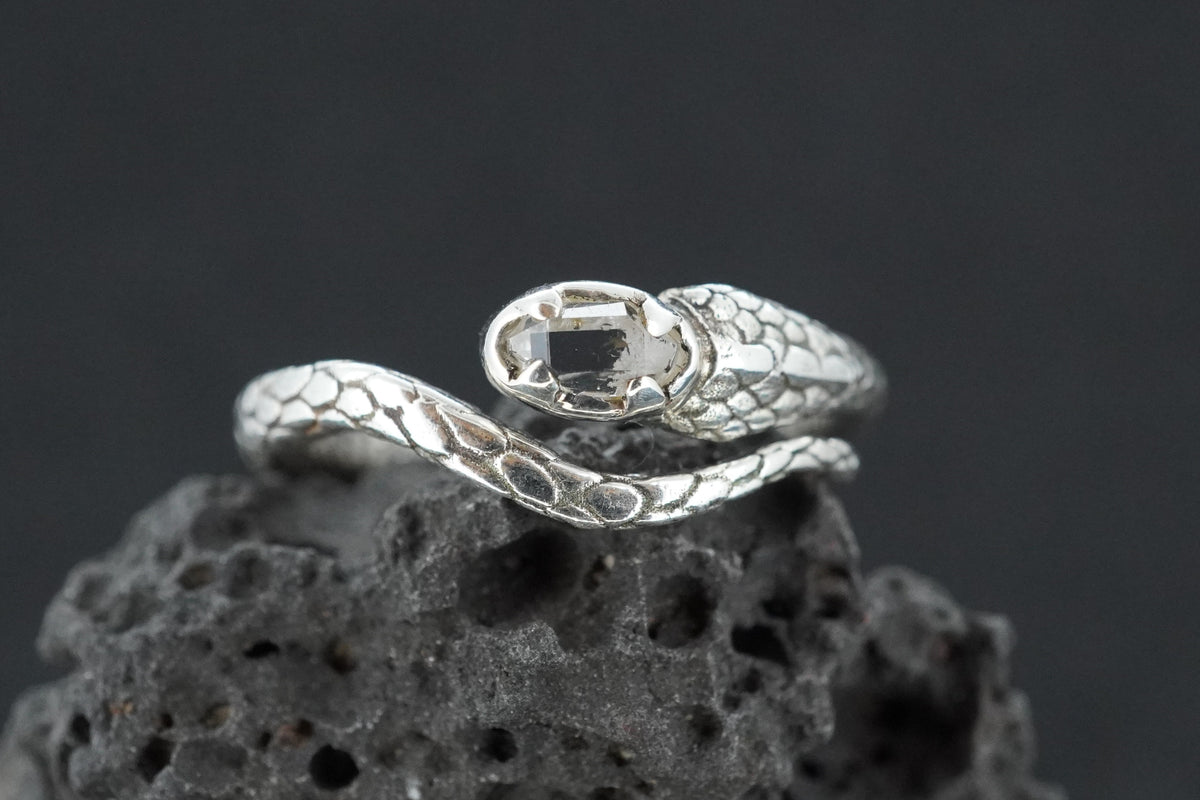 Herkimer Diamond Sterling Silver Celtic Serpent Ring image 0