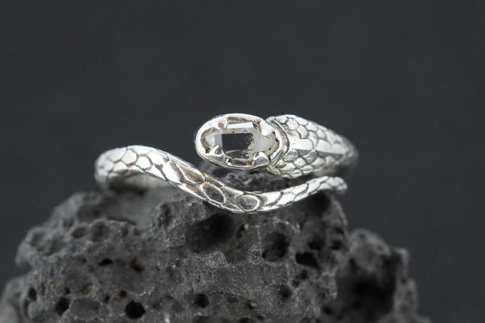 Herkimer Diamond Sterling Silver Celtic Serpent Ring image 0