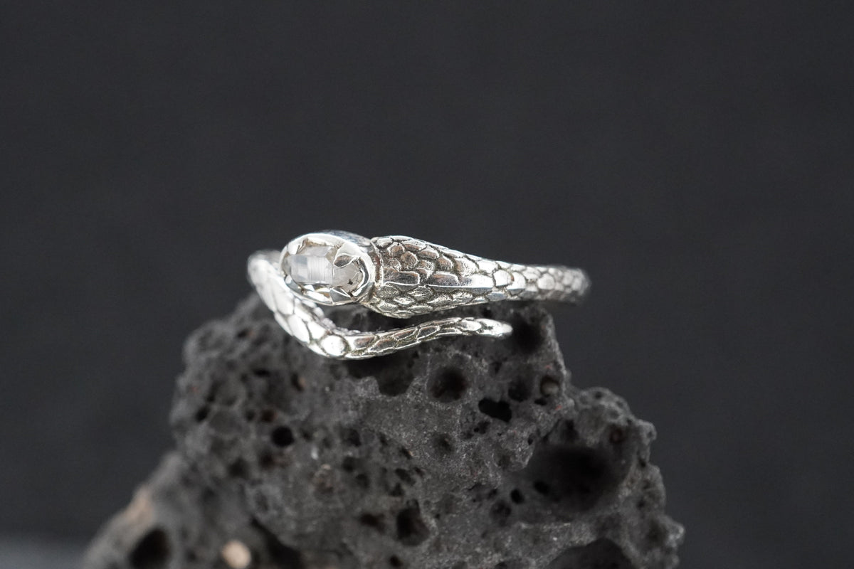 Herkimer Diamond Sterling Silver Celtic Serpent Ring image 2