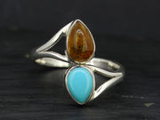 Baltic Amber and Turquoise Sterling Silver Ring image 0