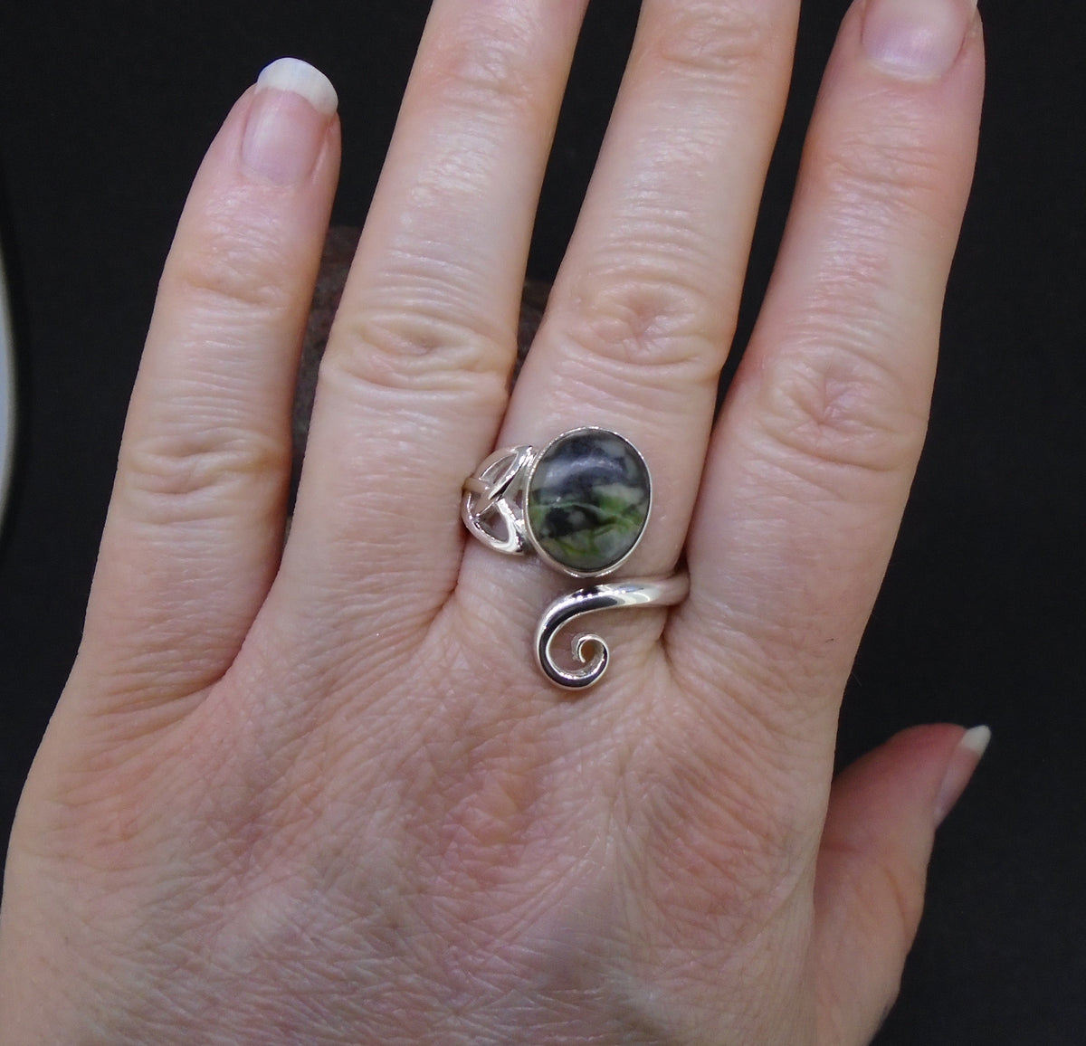 Skye Marble Celtic Sterling Silver Ring image 1