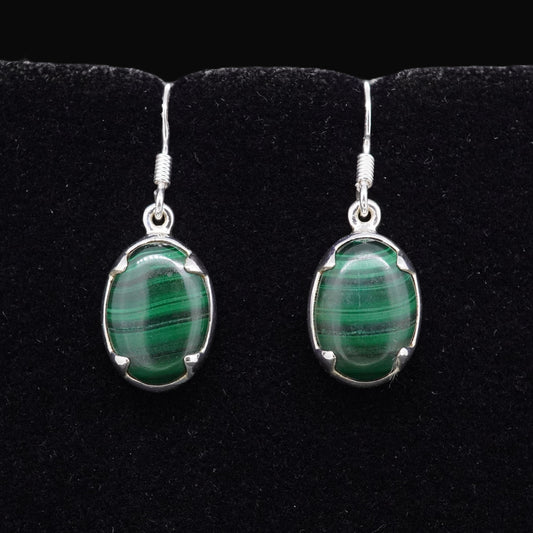 Malachite Sterling Silver Drop Earrings image 0
