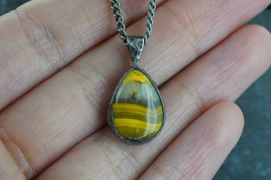 Bumblebee Jasper Hammered Sterling Silver Pendant image 1