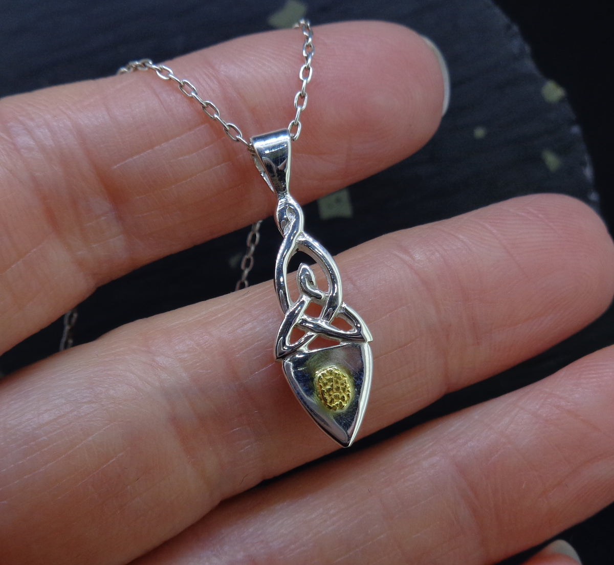 Gold Nugget Sterling Silver Celtic Arrow Pendant image 4
