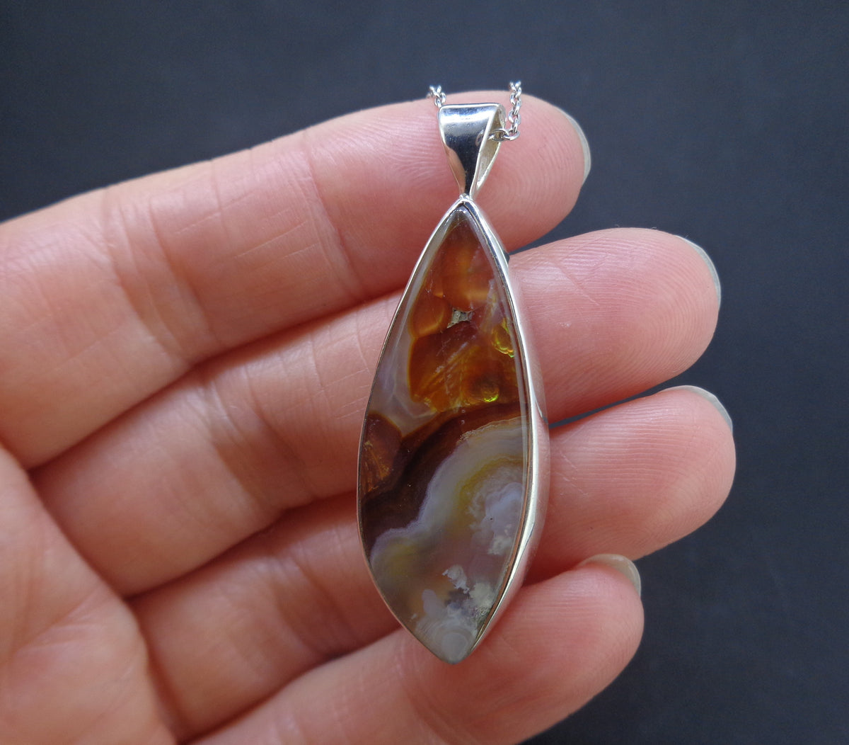 Arizona Fire Agate Sterling Silver Pendant image 5