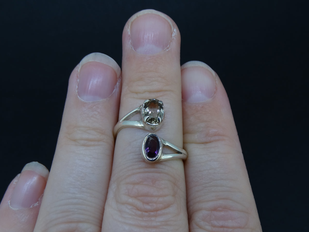 Rhodolite Garnet and Quartz Sterling Silver Adjustable Ring image 2