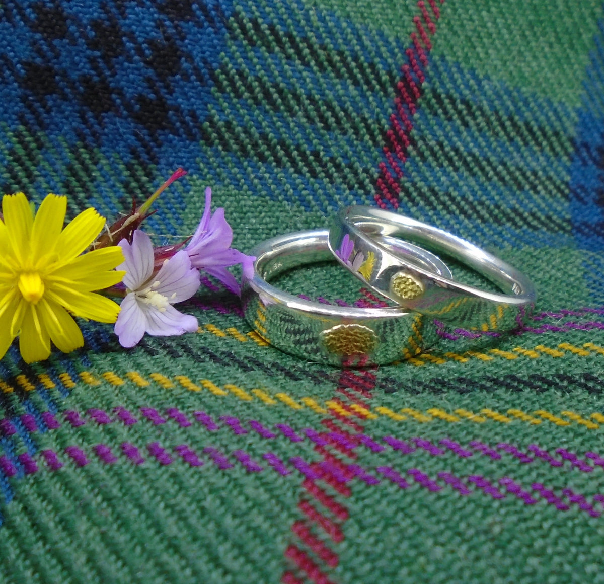 Gold Nugget Sterling Silver Soulmate Rings image 0