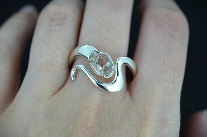 Herkimer Diamond Sterling Silver Wave Ring image 1