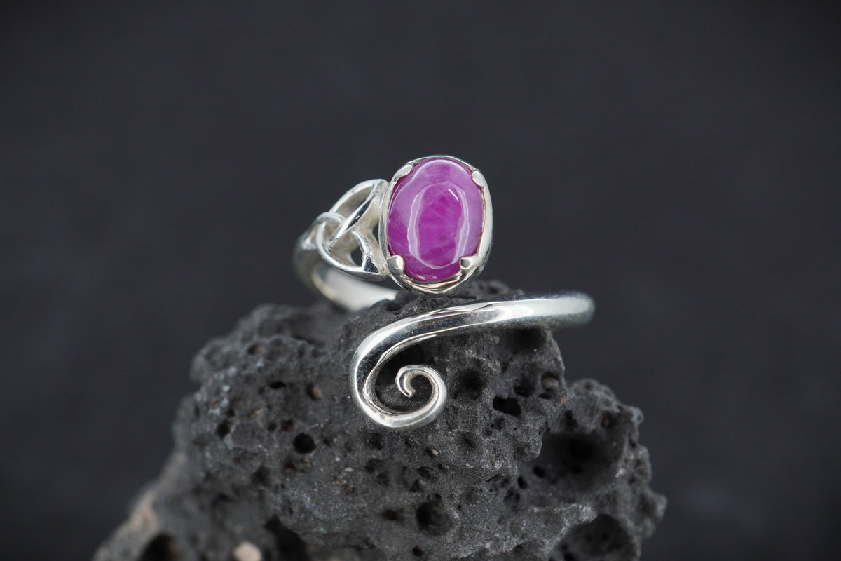 Natural Pink Ruby Sterling Silver Celtic Ring image 0