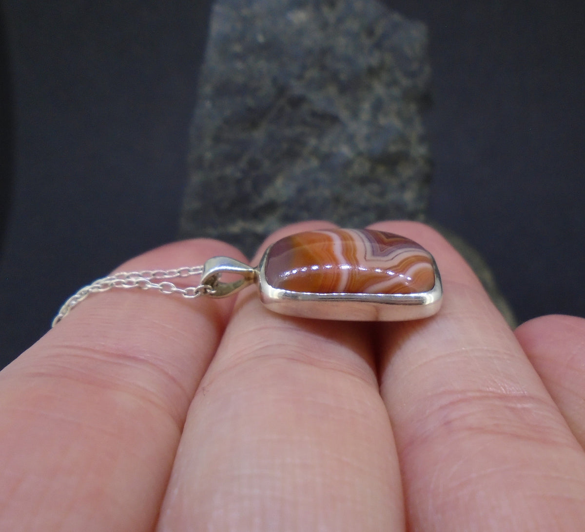 Botswana Agate Sterling Silver Pendant image 5
