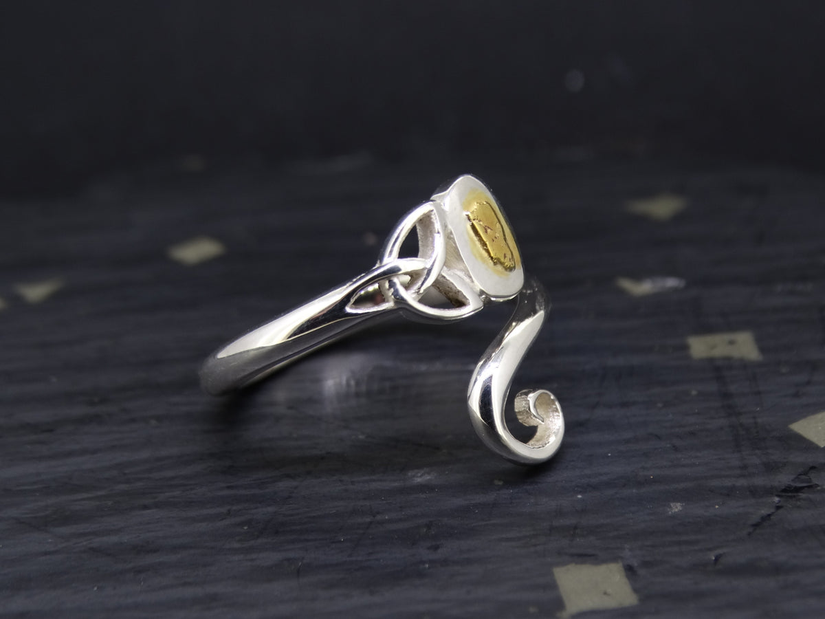 Gold Nugget Sterling Silver Celtic Wrap Ring image 3