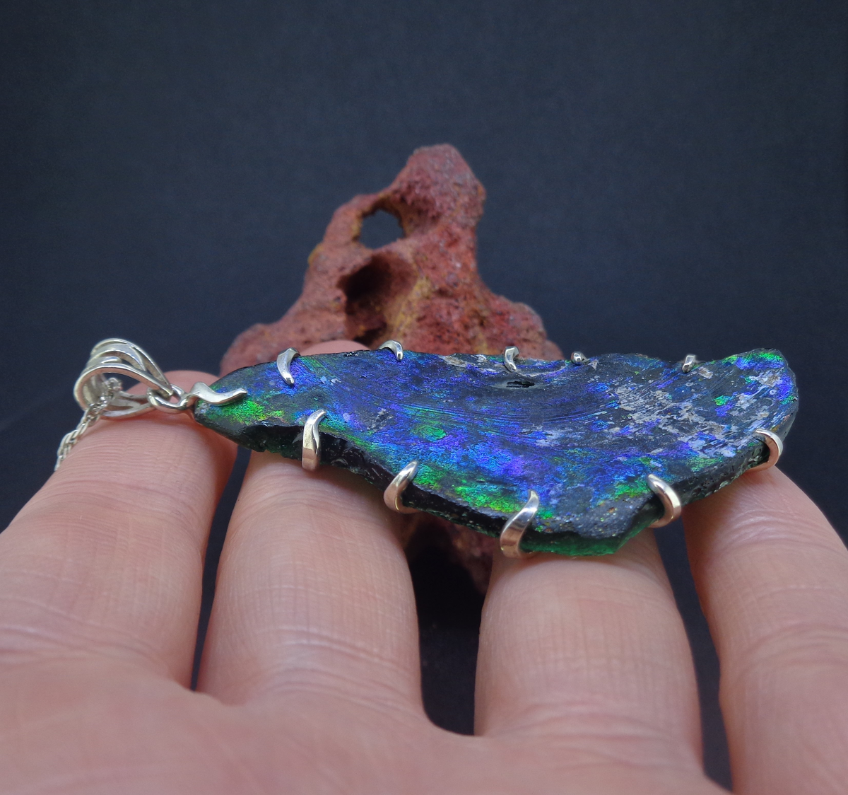 Ancient Roman Glass Sterling Silver Pendant image 2