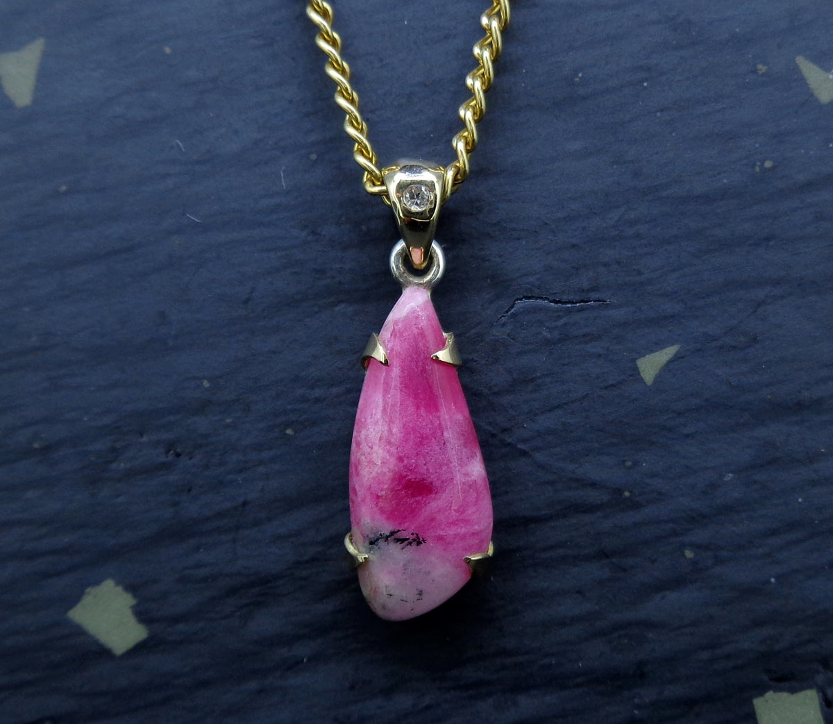 Rare Tugtupite Gemstone 18ct Gold & Sterling Silver Pendant image 0