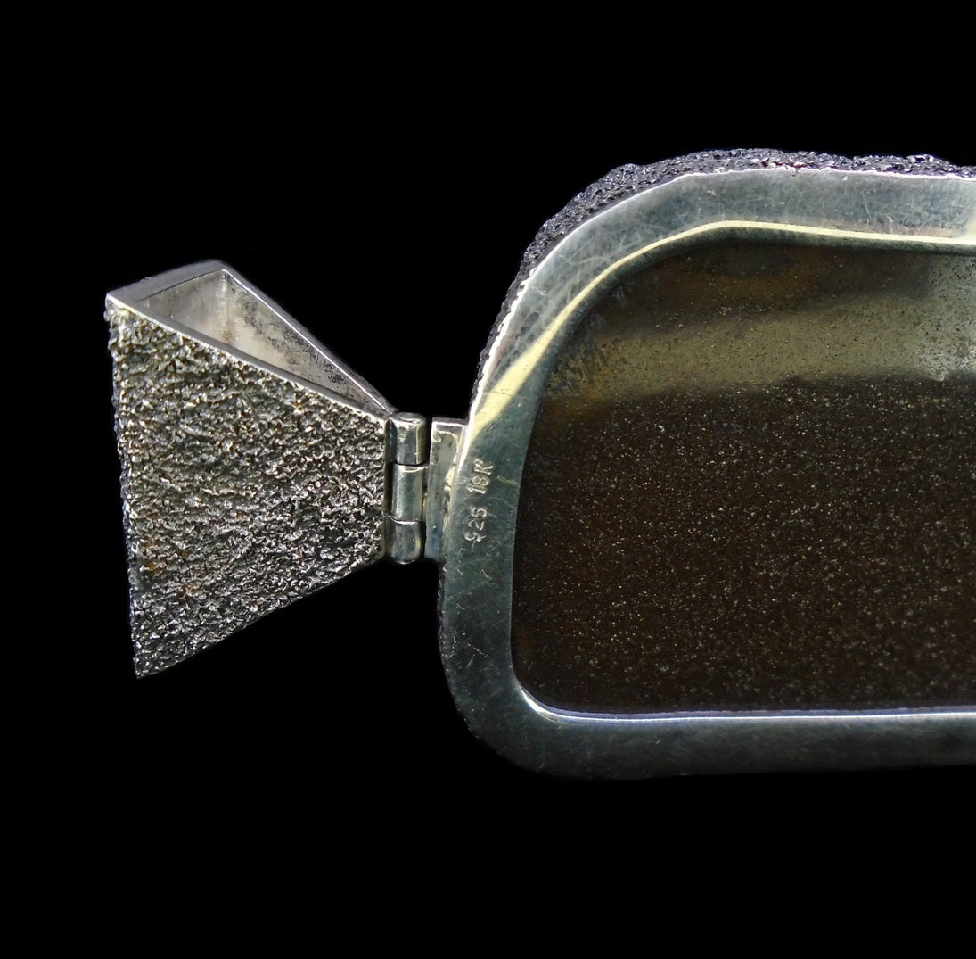 'Dreamtime' - Very Large Opal, Sapphire & Diamond Silver & Gold Pendant image 9