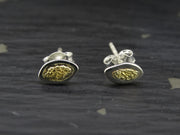 Gold Nugget Sterling Silver Stud Earrings - 8x5mm image 0