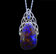 Koroit Opal & Sapphire Sterling Silver Celtic Pendant image 0