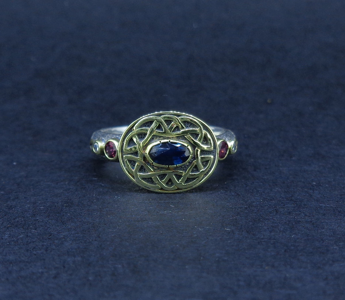 'Sæla' Scottish Sapphire, Garnet & Diamond Scottish Gold Sterling Silver Ring image 2