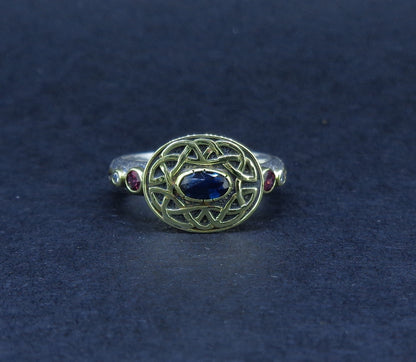 'Sæla' Scottish Sapphire, Garnet & Diamond Scottish Gold Sterling Silver Ring image 2